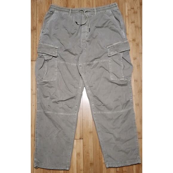 American Eagle Pants Mens L Khaki Flex Relaxed Cargo Skater Wide Leg Y2K Stretch - Picture 1 of 9